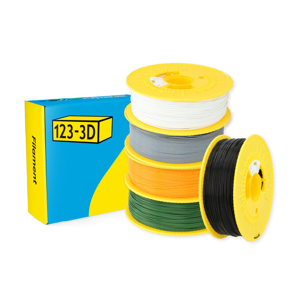 123-3D $ 123-3D PLA Filament | Svart, Vit, Grön, Grå, Orange | 1,75mm | 1kg | Starterpack  DHM10055 - 1
