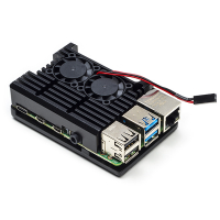123-3D Kylflänsfodral i aluminium för Raspberry Pi 4 med fläkt | Svart  DAR00222