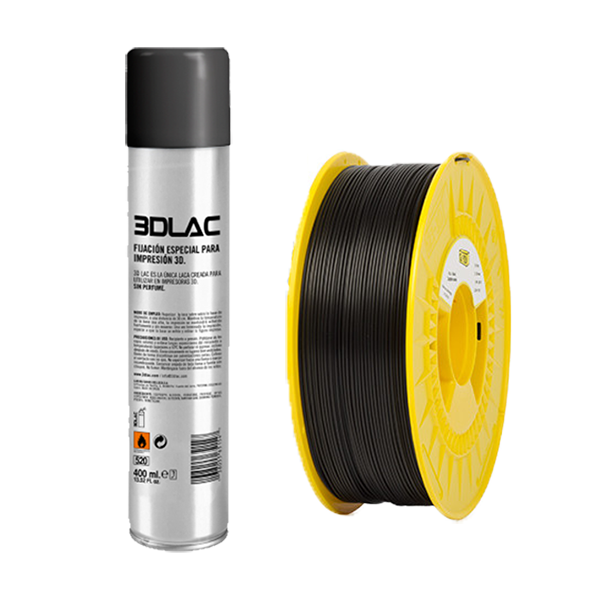 123-3D PLA Svart | 1,75mm | 1,1kg + 3DLAC självhäftande spray | 400ml  DAR01216 - 1