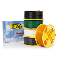123-3D PLA filament starterpack | svart, vit, grön, grå, orange | 1,75mm | 1 kg/st