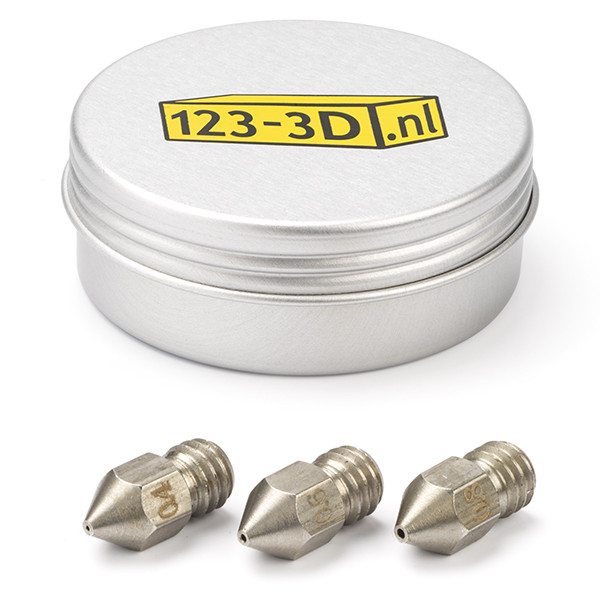 123-3D nozzle | härdat stål | MK8 | 1,75mm filament | 0,4 - 0,6 - 0,8mm | 3-pack  DAR00774 - 1