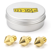 123-3D nozzle | mässing | MK8 | 1,75mm filament | 0,2 - 0,4 - 0,5mm | 3-pack  DAR00769