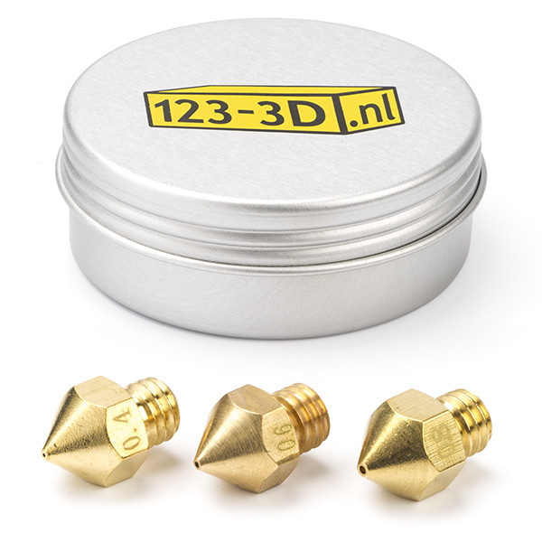 123-3D nozzle | mässing | MK8 | 1,75mm filament | 0,4 - 0,6 - 0,8mm | 3-pack  DAR00770 - 1