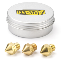 123-3D nozzle | mässing | MK8 | 1,75mm filament | 0,4 - 0,6 - 0,8mm | 3-pack  DAR00770