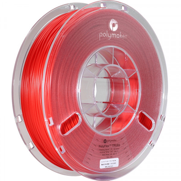 < Polymaker TPU95 filament | Röd | 2,85mm | 0,75 kg | PolyFlex DFP14179 - 1