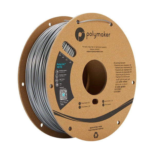 Polymaker PETG filament | Silver | 1,75mm | 1kg | PolyLite DFP14297 - 1