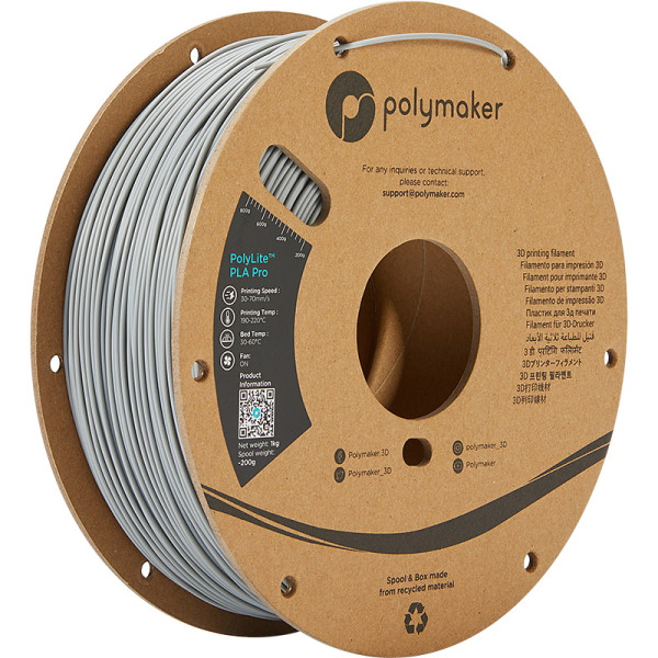 Polymaker PLA Pro filament | Grå | 1,75mm | 1kg | PolyLite PA07003 DFP14253 - 1