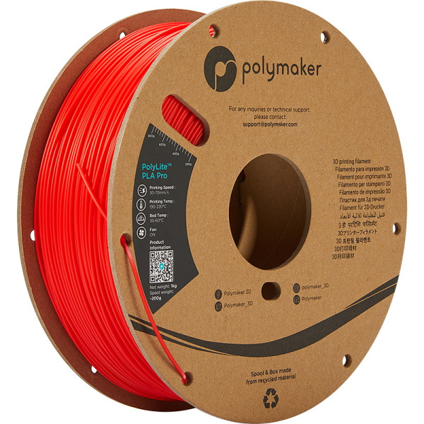 Polymaker PLA Pro filament | Röd | 1,75mm | 1kg | PolyLite PA07004 DFP14255 - 1