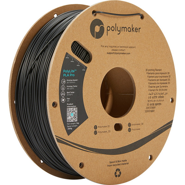 Polymaker PLA Pro filament | Svart | 1,75mm | 1kg | PolyLite DFP14249 - 1