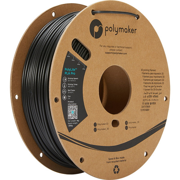 Polymaker PLA Pro filament | Svart | 2,85mm | 1kg | PolyLite PA07013 DFP14250 - 1