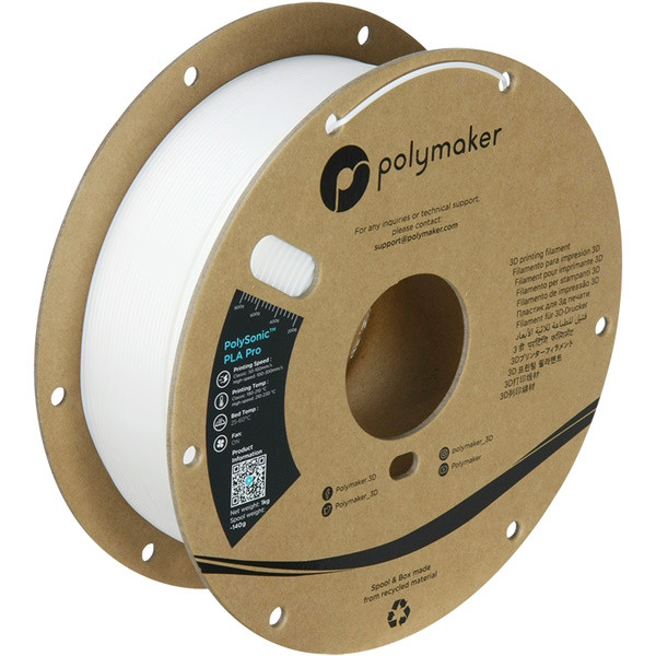 Polymaker PLA Pro filament | Vit | 1,75mm | 1kg | PolySonic PA13001 DFP14380 - 1