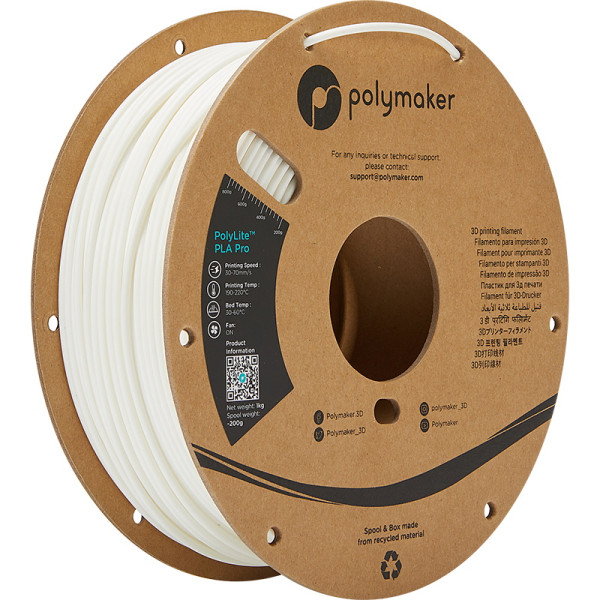 Polymaker PLA Pro filament | Vit | 2,85mm | 1kg | PolyLite PA07014 DFP14252 - 1
