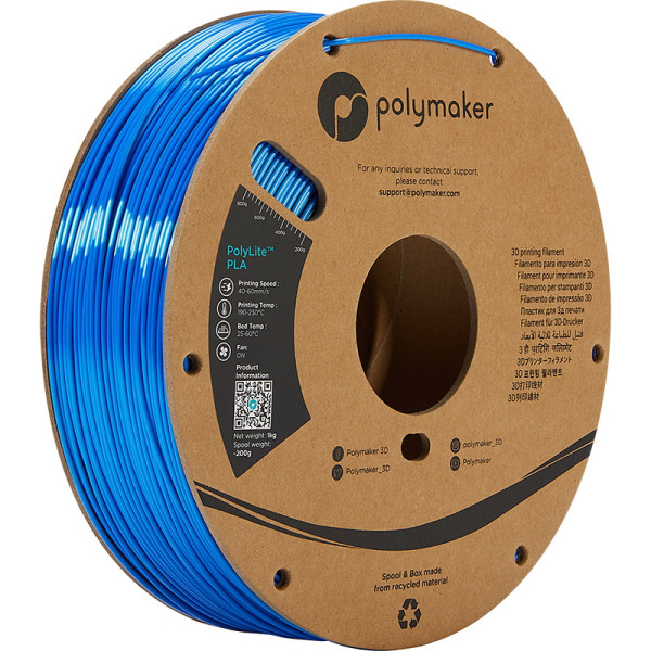 Polymaker PLA Silk filament | Blå | 1,75mm | 1kg | PolyLite PA03005 DFP14265 - 1