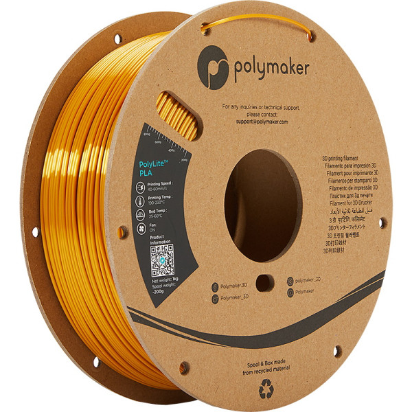 Polymaker PLA Silk filament | Guld | 1,75mm | 1kg | PolyLite PA03001 DFP14267 - 1