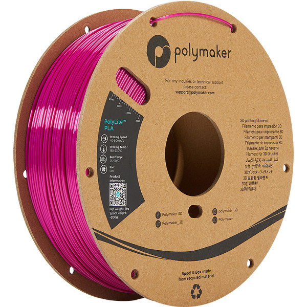 Polymaker PLA Silk filament | Magenta | 1,75mm | 1kg | PolyLite PA03004 DFP14269 - 1