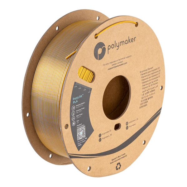 Polymaker PLA filament | Crown Guld-Silver | 1,75mm | 1kg | PolyLite Dual Silk PA03027 DFP14337 - 1