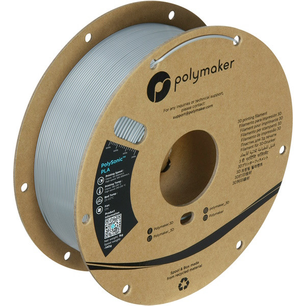 Polymaker PLA filament | Grå | 1,75mm | 1kg | PolySonic PA12003 DFP14377 - 1