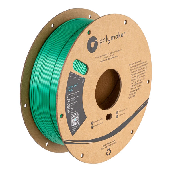 Polymaker PLA filament | Grön | 1,75mm | 1kg | PolyLite Silk PA03011 DFP14327 - 1