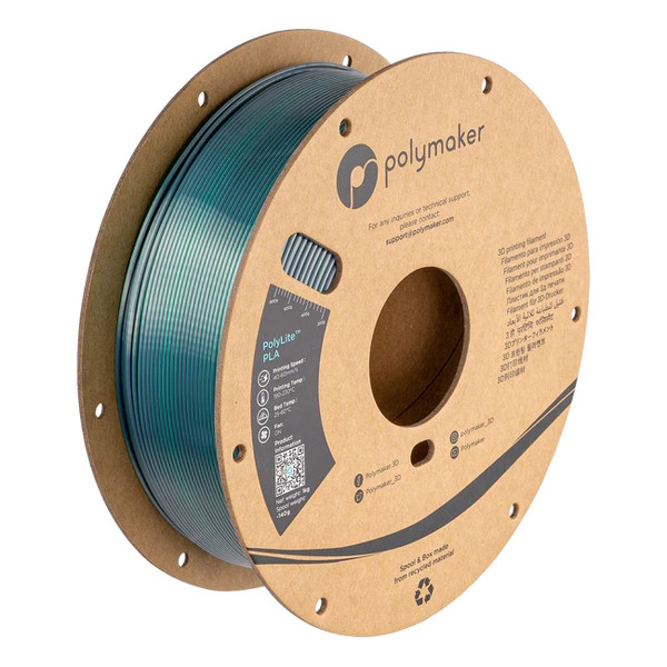 Polymaker PLA filament | Jadeite Grön-Krom | 1,75mm | 1kg | PolyLite Dual Silk PA03028 DFP14340 - 1