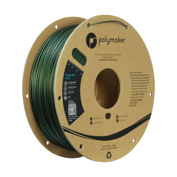 Polymaker PLA filament | Mörkgrön | 1,75mm | 1kg | PolyLite Sparkle PA02027 DFP14319 - 1
