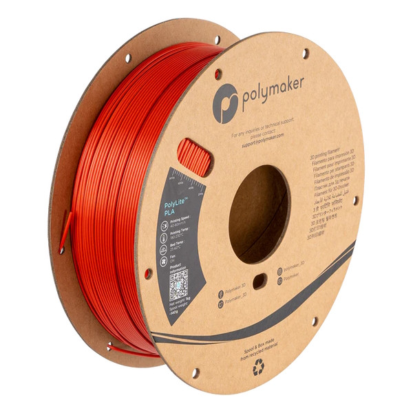 Polymaker PLA filament | Röd | 1,75mm | 1kg | PolyLite Silk PA03019 DFP14324 - 1