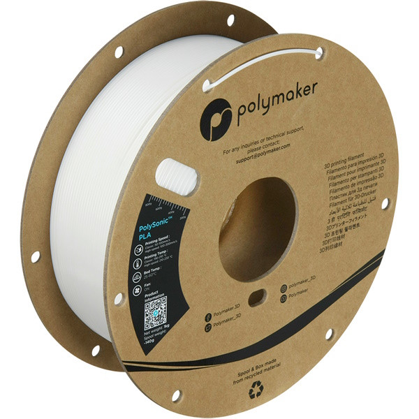 Polymaker PLA filament | Vit | 1,75mm | 1kg | PolySonic PA12001 DFP14375 - 1