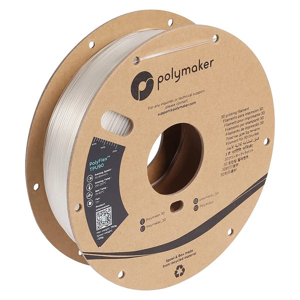 Polymaker TPU-90A filament | Klar | 1,75mm | 0,75kg | PolyFlex PD02004 DFP14369 - 1