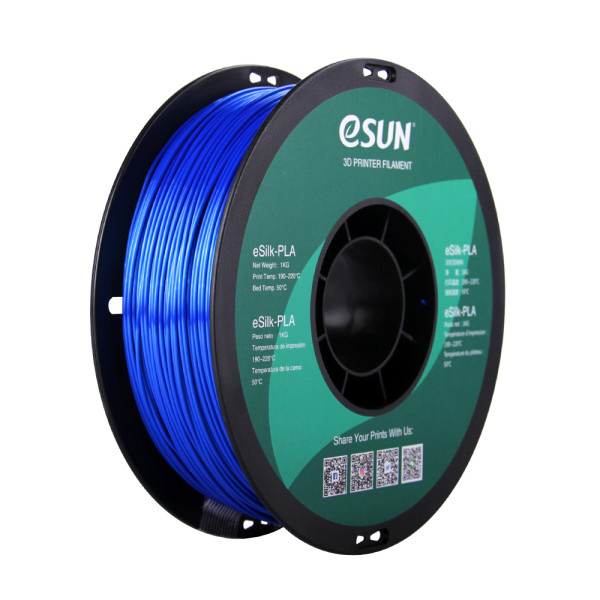 eSun PLA filament | Blå | 1,75mm | 1kg | eSilk eSilk-PLA175U1 DFE20192 - 1