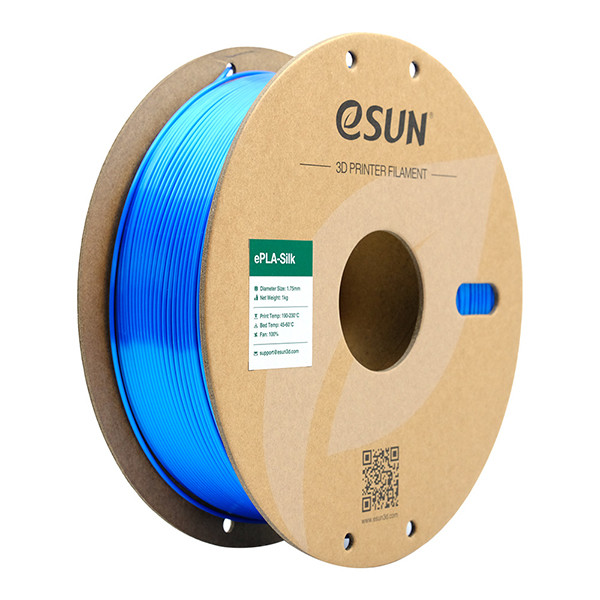 eSun PLA filament | Blå | 1,75mm | 1kg | eSilk eSilk-PLA175U1 DFE20192 - 1