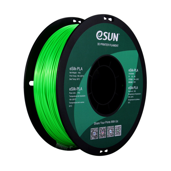 eSun PLA filament | Grön | 1,75mm | 1kg | eSilk eSilk-PLA175G1 DFE20197 - 1